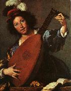 Bernardo Strozzi Lute Player oil painting on canvas